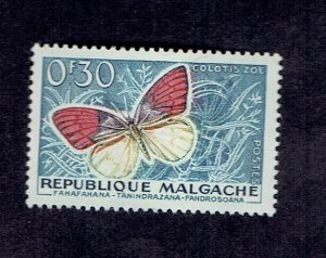 MADAGASCAR SCOTT#306 1960 VIOLET TIP BUTTERFLY - MH