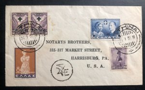 1939 Athens Greece Airmail Trans Atlantic Cover To Harrisburg PA USA