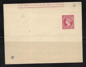 Natal Postal Stationery Wrapper H&G 1-2 Mint