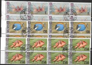 Tanzania Blocks of 8 - Marine life - Chale, Kangaja, Totovu. #28,29,31