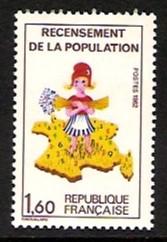 France #1823 Stylized Census Map 1982 NH Cat. $ .75