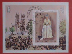 UPPER VOLTA STAMP: 1977  C0RONATION  OF QUEEN ELIZABETH II CTO S/S SHEET