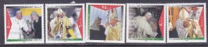 Palestinian Authority 121-25 MNH 2000 Pope John Paul II Visit to Holy Land Set