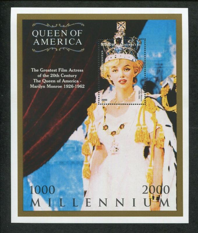Turkmenistan Commemorative Souvenir Stamp Sheet Queen of America Marilyn Monroe