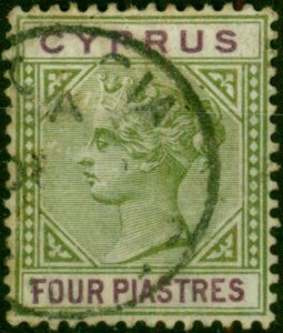 Cyprus 1896 4pi Sage-Green & Purple SG44 Good Used