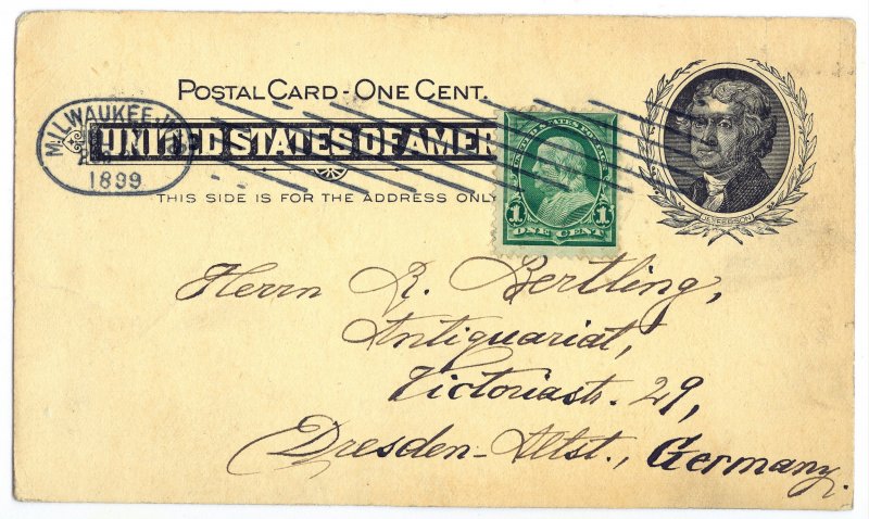 POSTAL CARD - ONE CENT yar. 1899