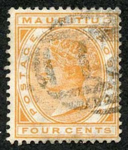 Mauritius SG104 4c orange Wmk Crown CA Cat 9 Pounds