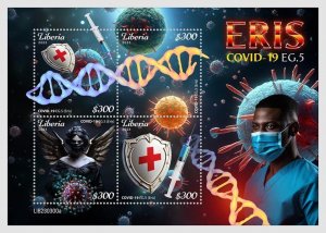 LIBERIA 2023 MNH New COVID-19 variant EG.5 Eris Red Cross #365a