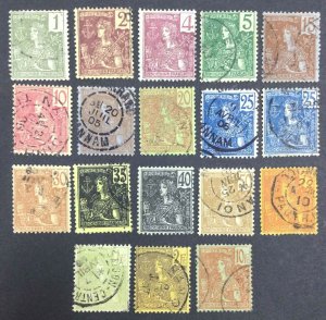 MOMEN: FRENCH INDOCHINA SC #24-38,40 1904-1906 USED LOT #63241