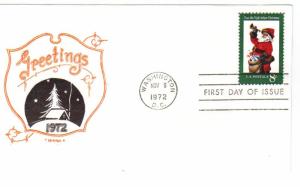 US 1472 8c Christmas Santa on FDC Artopages Cachet Unaddressed ECV $15.00