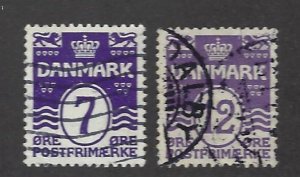 Denmark SC#92 & 96 Used F-VF SCV$12.00...nice bargain!!