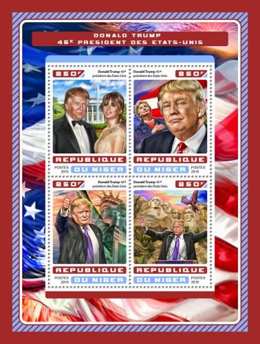 NIGER - 2016 - Donald Trump, 45th President of USA - Perf 4v Sheet - MNH