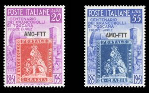 Trieste Zone A #109-110 Cat$72, 1951 20L and 55L, set of two, never hinged