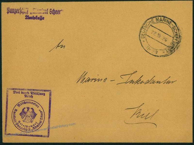 German Navy Spanish Civil War Admiral Scheer Ship Feldpost Cover 54490