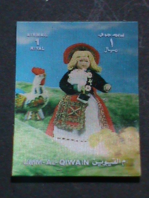 ​QIWAIN STAMP -COLORFUL LOVELY NATION DOLL AIRMAIL 3-D STAMP MNH #3