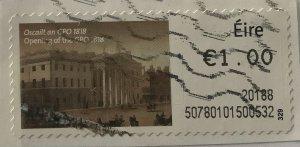 Ireland Post & Go 2018 used on paper - €1.00,  Dublin General Post Office 1818