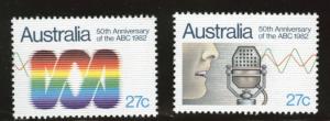 AUSTRALIA Scott 830-831 MNH** 1982 Broadcasting single set