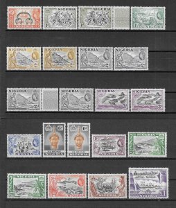 NIGERIA 1953/58 SG 69/80 + Shades MNH