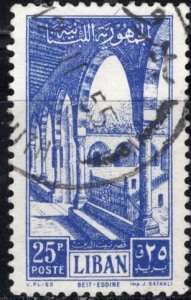 Lebanon; 1954: Sc. # 282: Used Single Stamp