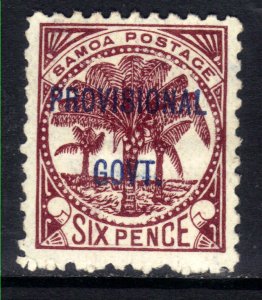 Samoa 1899 – 00 QV 6d Brown Lake Ovpt Provisional Govt MM SG 95 (M687 )