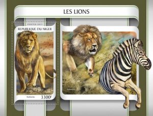 Niger - 2017 Lions on Stamps - Stamp Souvenir Sheet - NIG17213b