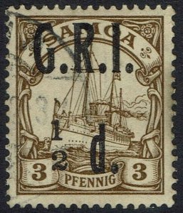 SAMOA 1914 GRI YACHT 1/2D ON 3PF VARIETY NO FRACTION BAR USED 