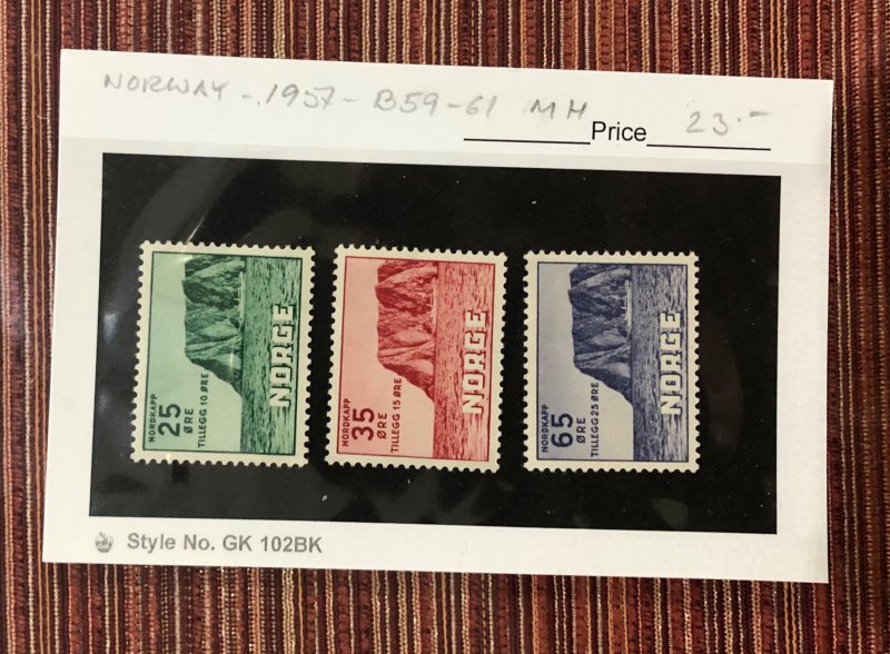 Norway NORGE 1957 North cape issue #B59-61 MH mountain