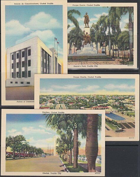 DOMINICAN REPUBLIC 1949 4 different 4c pictorial postcards fine unused....87773