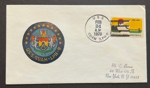 Naval Cover - USS  GUAM LPH-9 FEB 1970 SHIP CREST Navy Cachet