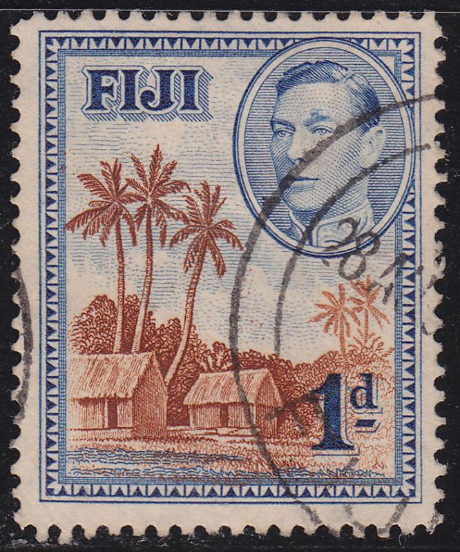 Fiji 118 USED 1938 Fijian Village, Palm Trees, Houses