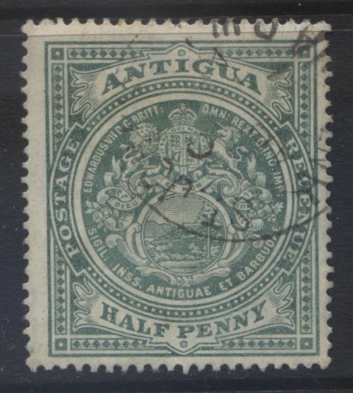Antigua - Scott 31 - Seal of Colony -1908 - VFU - 1/2p Stamp - WMK - 3