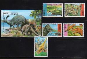Congo MNH SC# 1043-8 Dinosaurs 2014CV $19.30