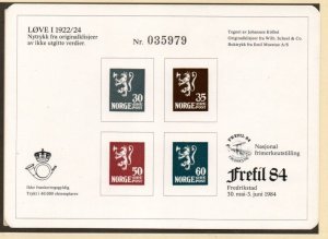 Norway 1984 Lions colour stamps on Fredrkstad 84 Stamp Show souvenir sheet