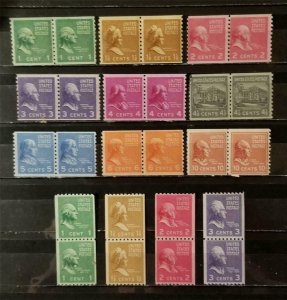 US Scott 839-51 1939 Presidential Coil Set PAIRS MNH OG G2894