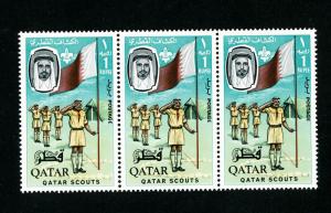 Qatar Stamps # 60 XF OG NH Strip 3 Scott Value $72.00