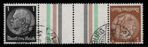 Germany Scott # 415, 416, 2 labels, used, tete beche, Mi# KZ20