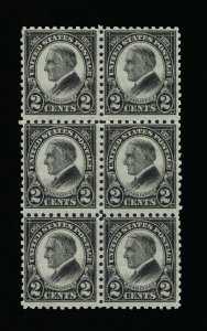 EXCEPTIONAL GENUINE SCOTT #612 VF-XF MINT PRISTINE OG NH 1923 PERF-10 BLOCK OF 6