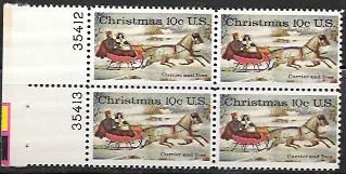 US #1551 MNH Block  Christmas with Currier and Ives