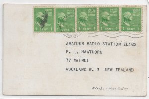 Navy 230 (Alaska) to Auckland, New Zealand 1948 QSL Card 5 x 1c Prexies (49532)