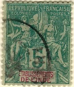 French India SC #4 F-VF Used hr.....Exotic area of French Colonies!