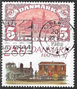 DENMARK 1987 HAFNIA 87 MAIL TRAIN Pictorial Sc 843 VFU