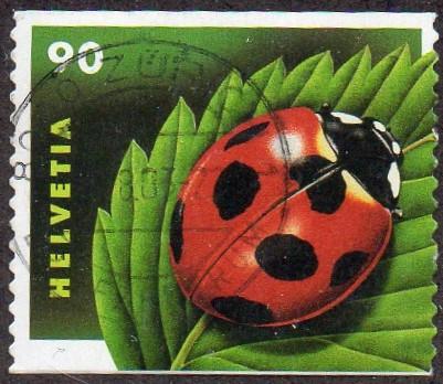 Switzerland 1185 - Used - 90c Ladybug (No Label) (2002) (cv $0.55)