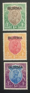 MOMEN: BURMA SG #13-15 1937 MINT OG H £190 LOT #60002-7