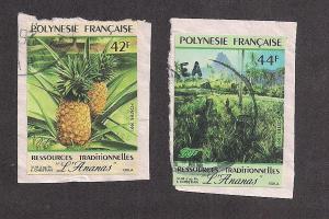 FRENCH POLYNESIA SC# 555-6 F-VF U 1991 Paper Backing