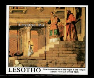 Lesotho 1988 - Titian Art Virgin Temple - Souvenir Stamp Sheet Scott #668 - MNH