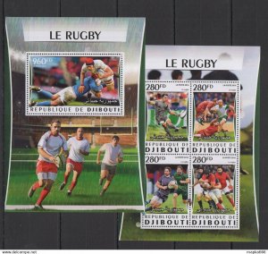 2016 Djibouti Sport Football Rugby Stars Kb+Bl ** Dj044