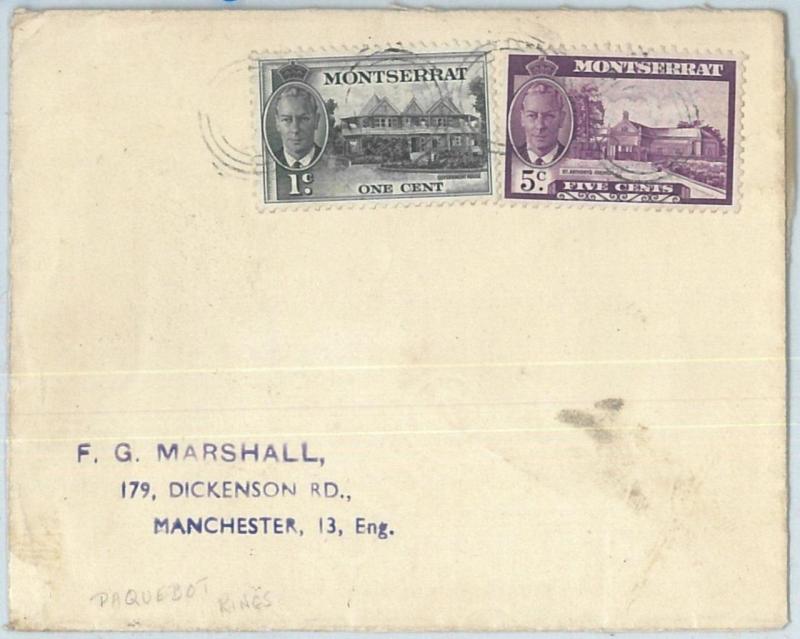 69110 - MONTSERRAT - POSTAL HISTORY - SHIP MAIL paquebot COVER 1952