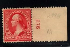 279B Plate Number Single Right 876 mint hinged