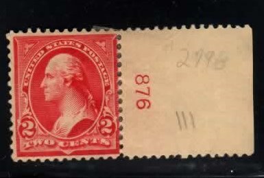 279B Plate Number Single Right 876 mint hinged