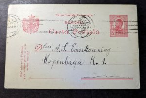 1909 Romania Postcard Cover Bucharest to Copenhagen Denmark